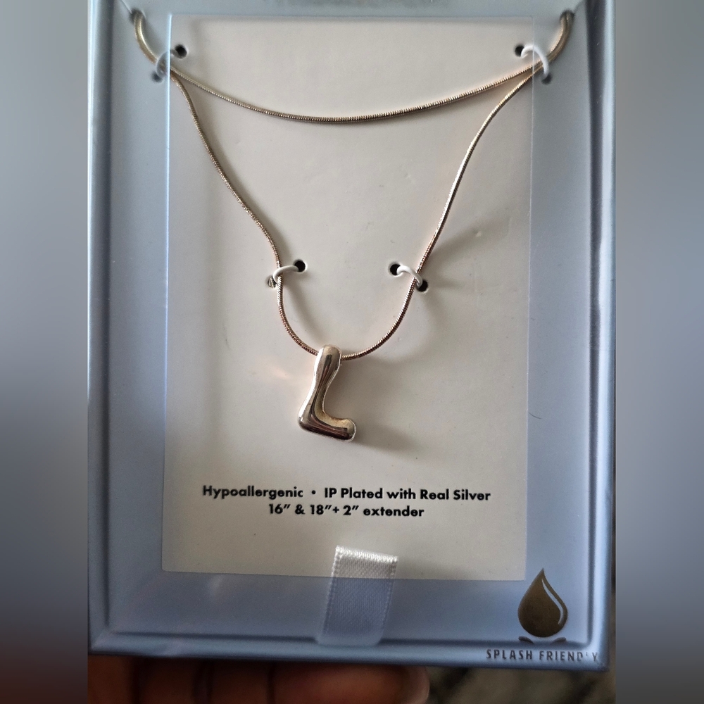 Unwritten Women Silver Letter L Name Initial Necklace New